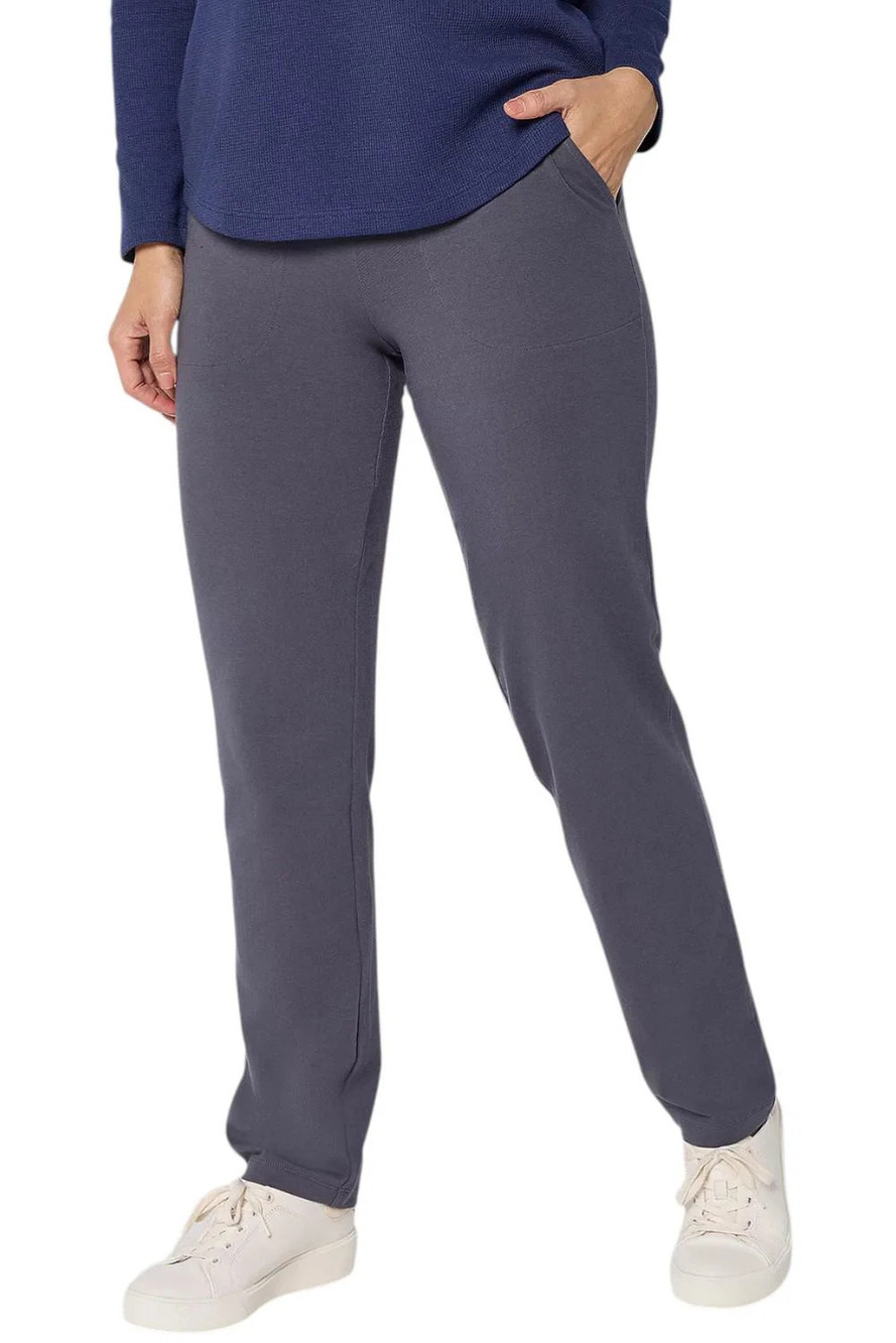 Denim & Co. Women's Duo Stretch Straight Leg Pants Charcoal Grey - Petite